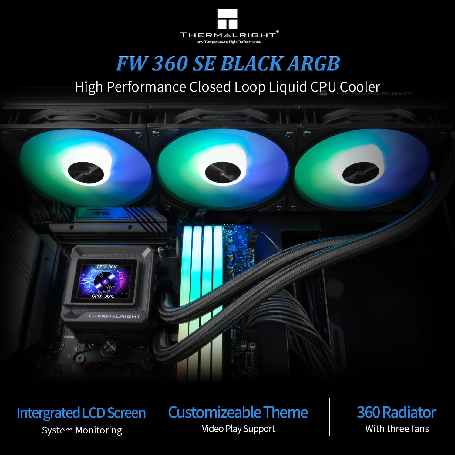 Amazon.com: Thermalright FW360 SE ARGB Black CPU AIO,PC 360